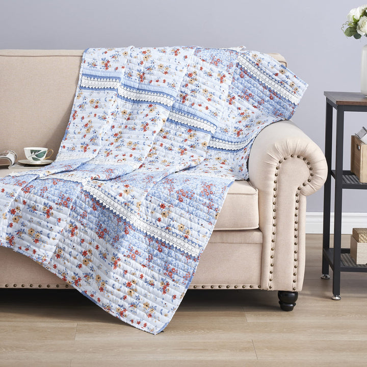 Greenland Home Betty Lace-Embellished White Throw Blanket 60 x 50 inches