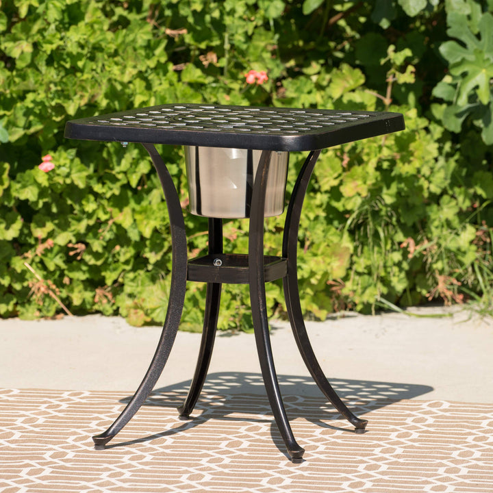 Christopher Knight Home Ava Outdoor Cast Aluminum Chat Table with Ice Bucket - Diamond Home USA