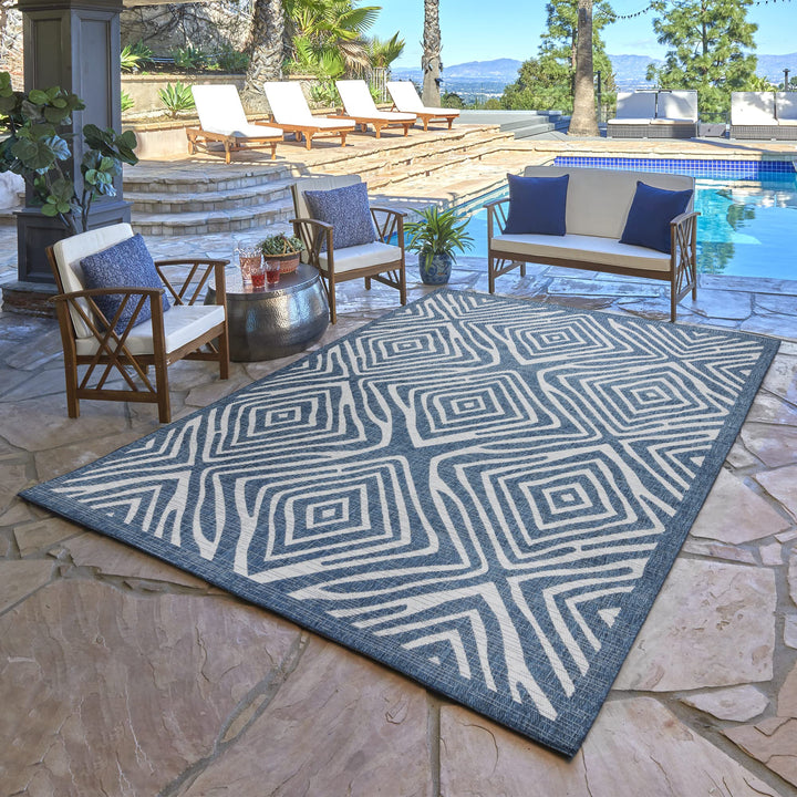 Gertmenian Indoor Outdoor Area Rug Classic Flatweave Moroccan Collection II 8'9"x13'1" - Diamond Home USA