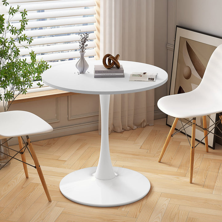 Round Dining Table Metal Base White Modern Contemporary Rectangular - Diamond Home USA