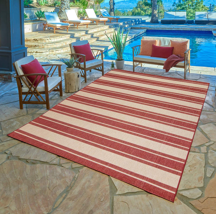 Gertmenian Indoor Outdoor Classic Flatweave Area Rug Stain & UV Resistant Carpet