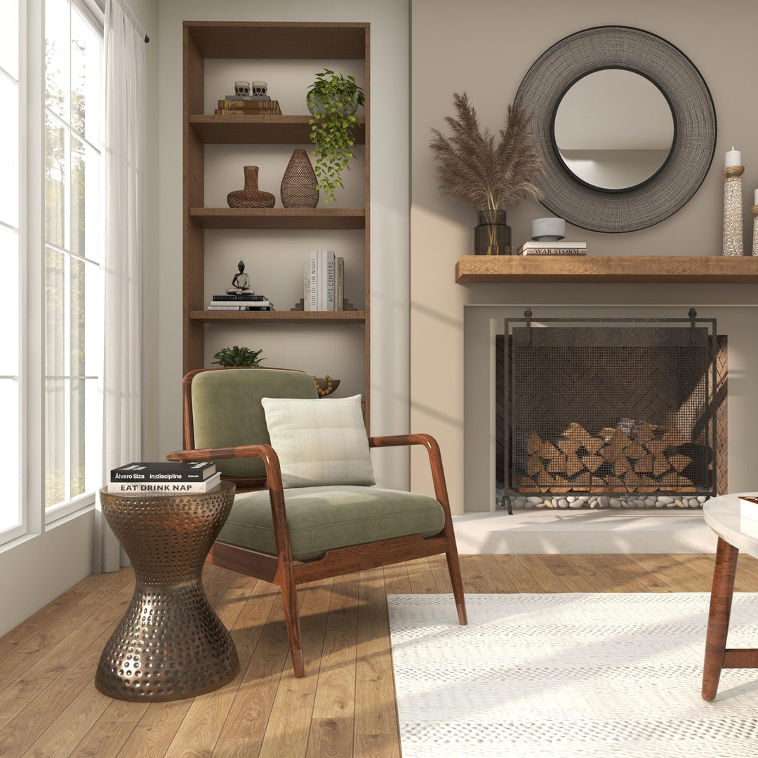 Bronze Metal Hammered Accent Table with Hourglass Shape Brown Industrial Iron - Diamond Home USA