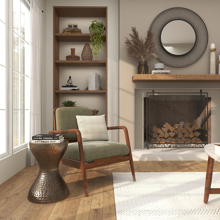 Bronze Metal Hammered Accent Table with Hourglass Shape Brown Industrial Iron - Diamond Home USA