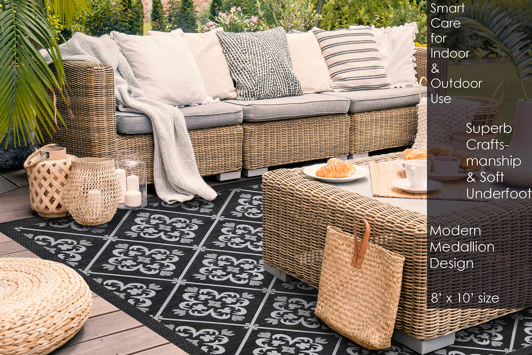 Gertmenian Indoor Outdoor Classic Flatweave Area Rug Stain & UV Resistant Carpet
