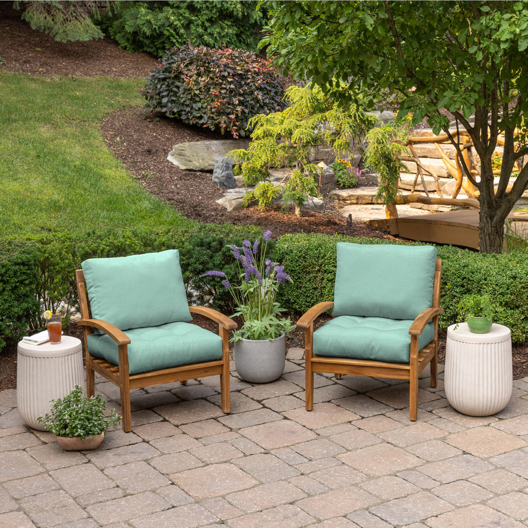 Arden Selections Outdoor Plush Modern Tufted Blowfill Deep Seat Set 24 x 24 Aqua Leala - Diamond Home USA