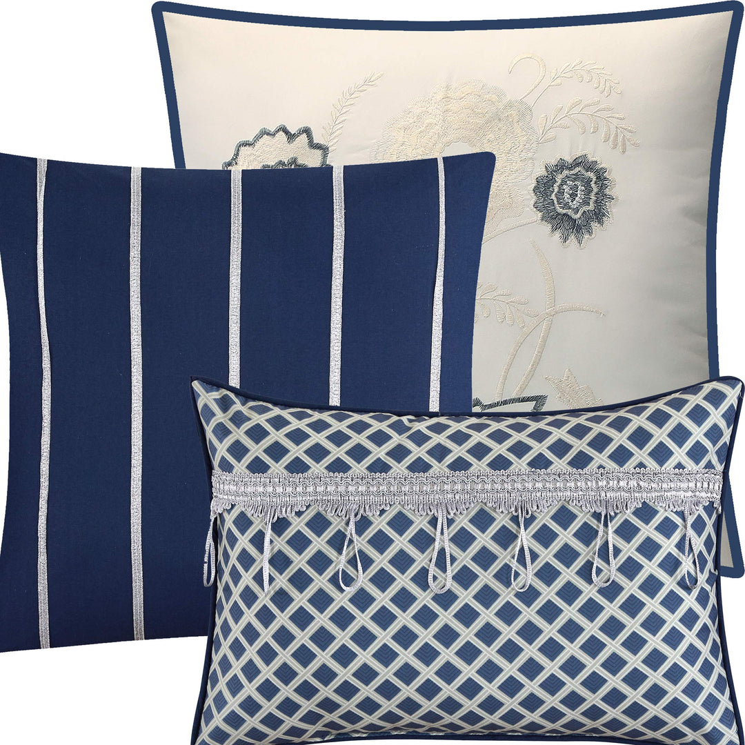 Stratford Park Emma 7-Piece Comforter Set California King Navy - Diamond Home USA