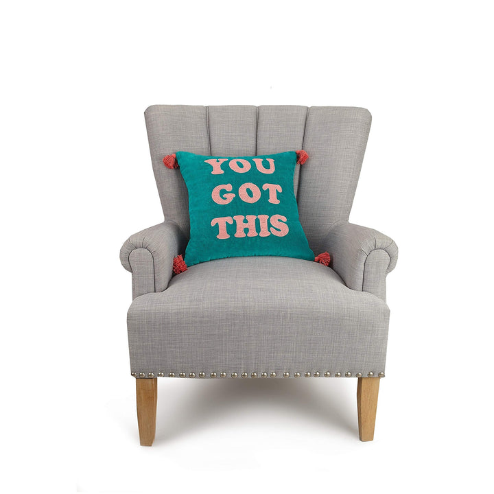 You Got This Tassels Embroidered Pillow Multi lor Motif Modern ntemporary