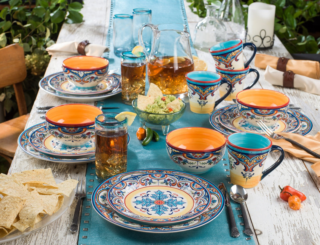 Euro Ceramica Zanzibar Collection Vibrant 8.7" Ceramic Salad/Dessert Plates - Diamond Home USA