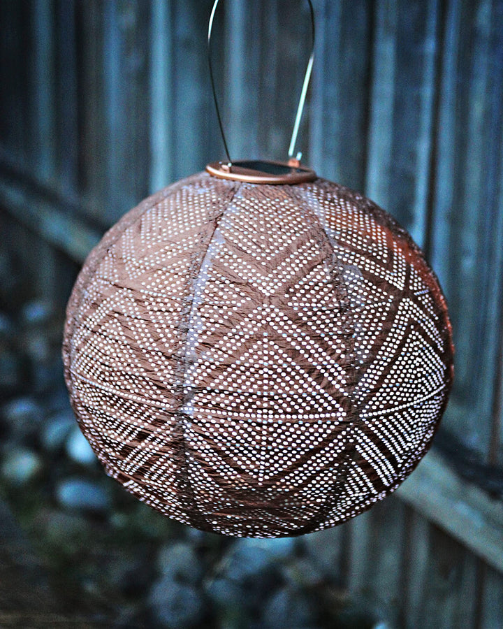 Allsop 31406 Soji Stella Market Handmade LED Outdoor Solar Lantern 12X12 Copper - Diamond Home USA