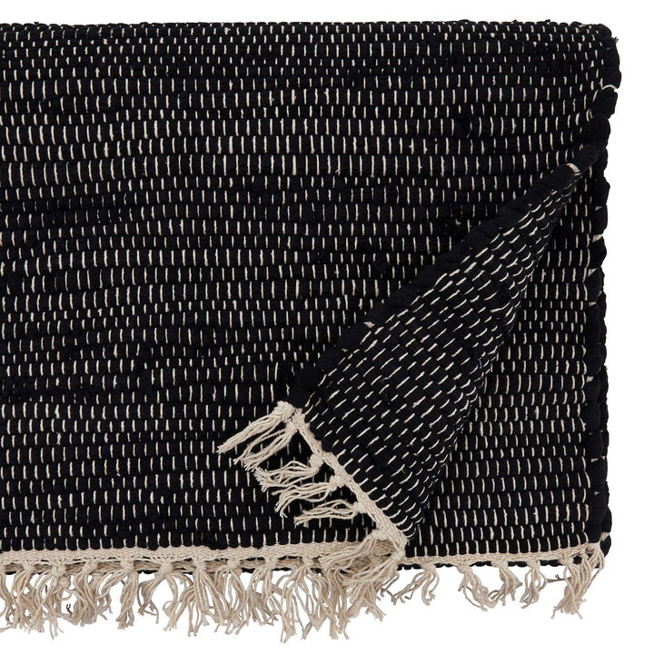 Design Table Runner Black Cotton - Diamond Home USA