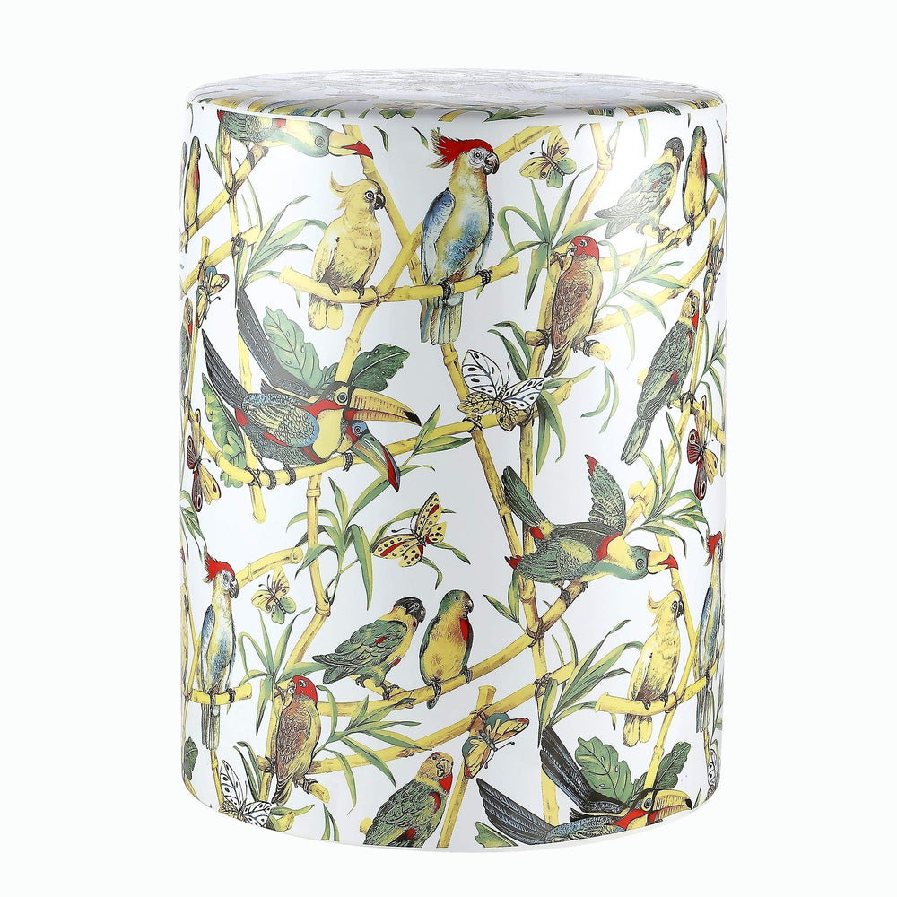 Tropical Bird Ceramic Decorative Garden Stool Multi Color Modern Contemporary - Diamond Home USA