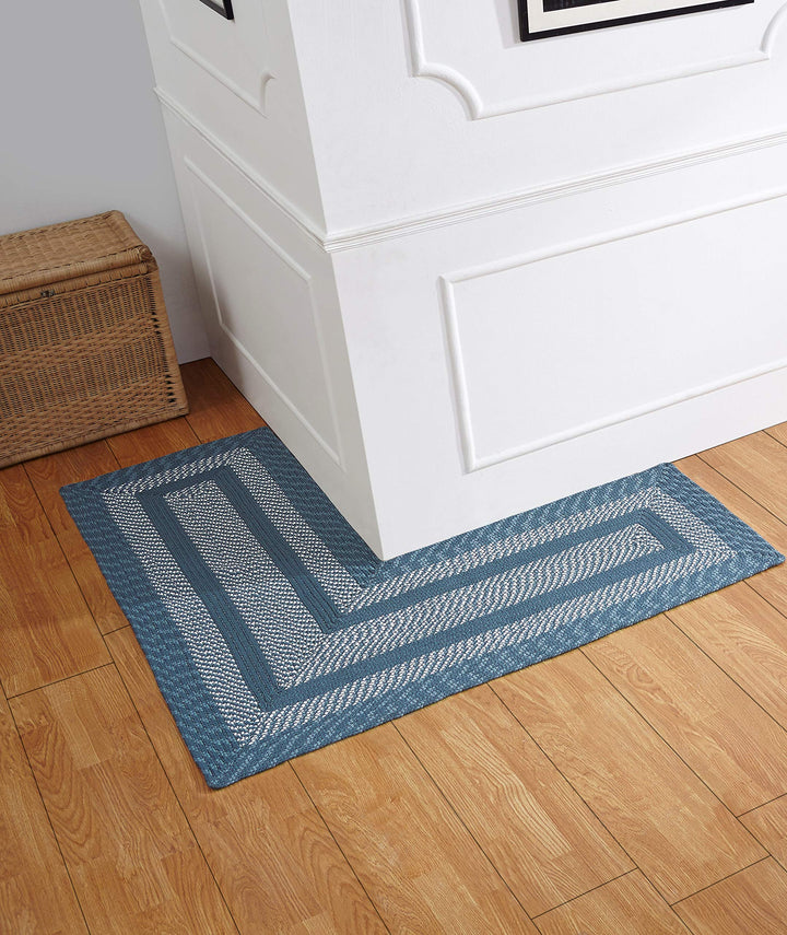 Better Trends Newport Braid Collection is Durable and Stain Resistant Reversible Slate Blue 20" x 48" x 48" L-Shape