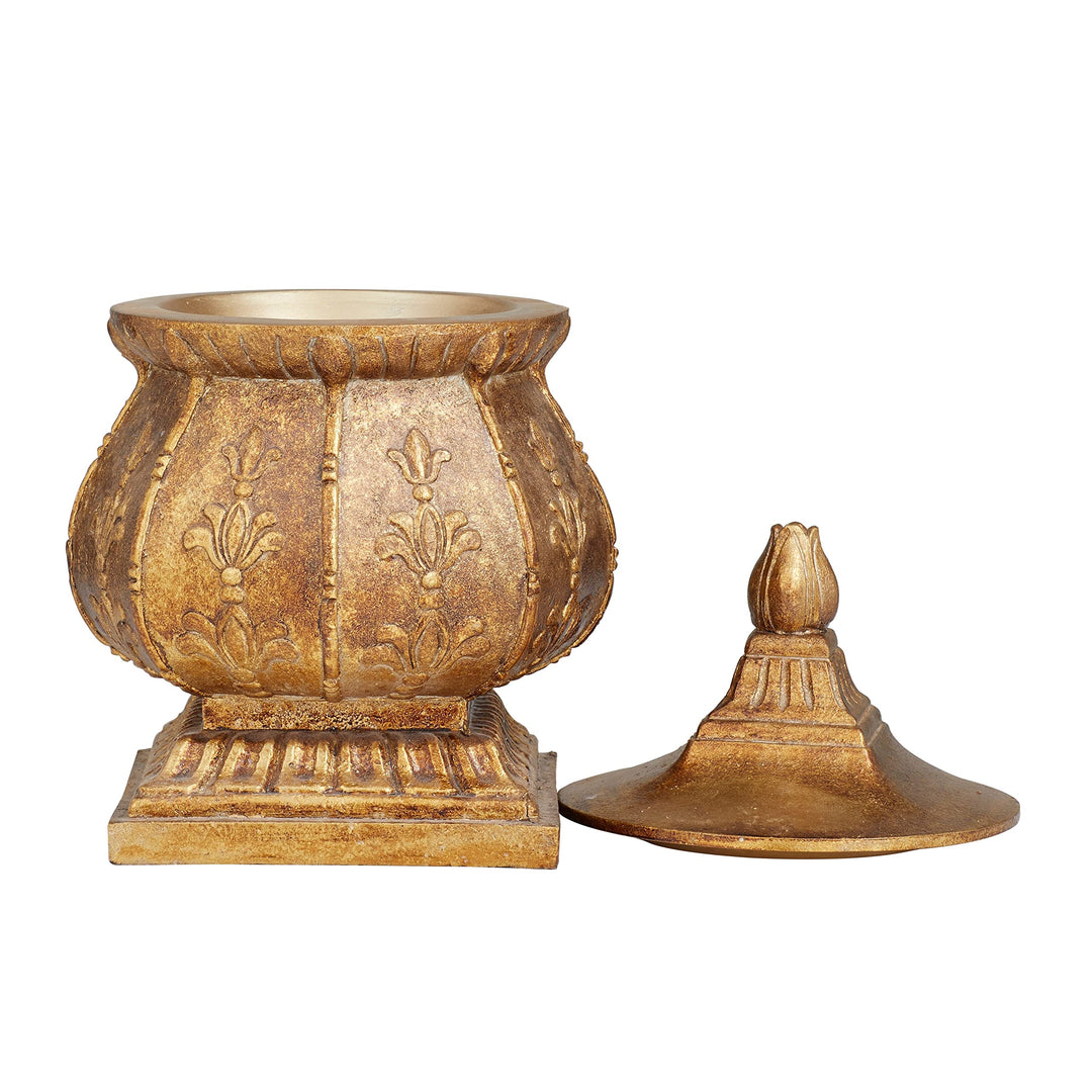 Gold Polystone Traditional Decorative Jar 12 X 8 Stoneware Medium - Diamond Home USA