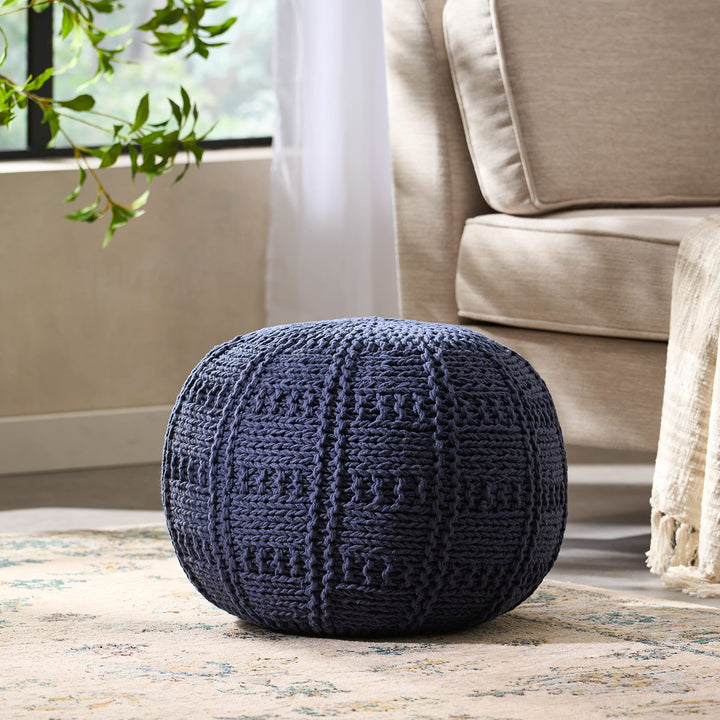 Christopher Knight Home Yuny Pouf Navy - Diamond Home USA