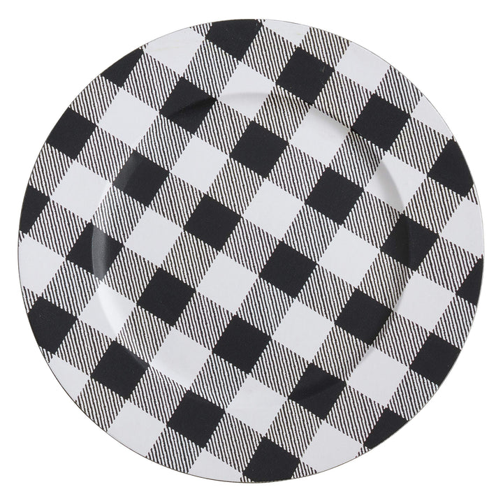 SARO LIFESTYLE Buffalo Plaid Charger Plates (Set of 4) 4 Piece - Black