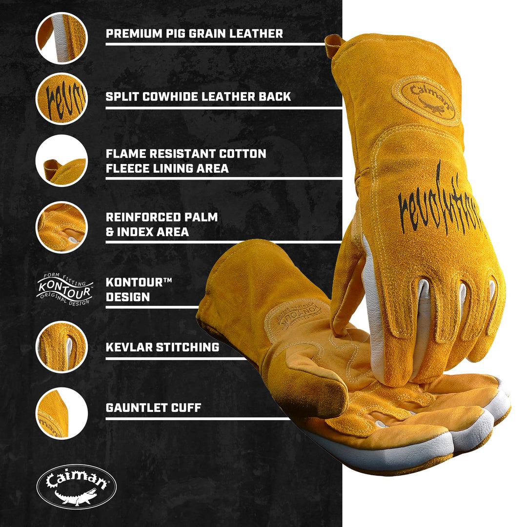 Caiman Premium Pig Grain MIG/Stick Welding Gloves Flame Resistant Cotton - Diamond Home USA