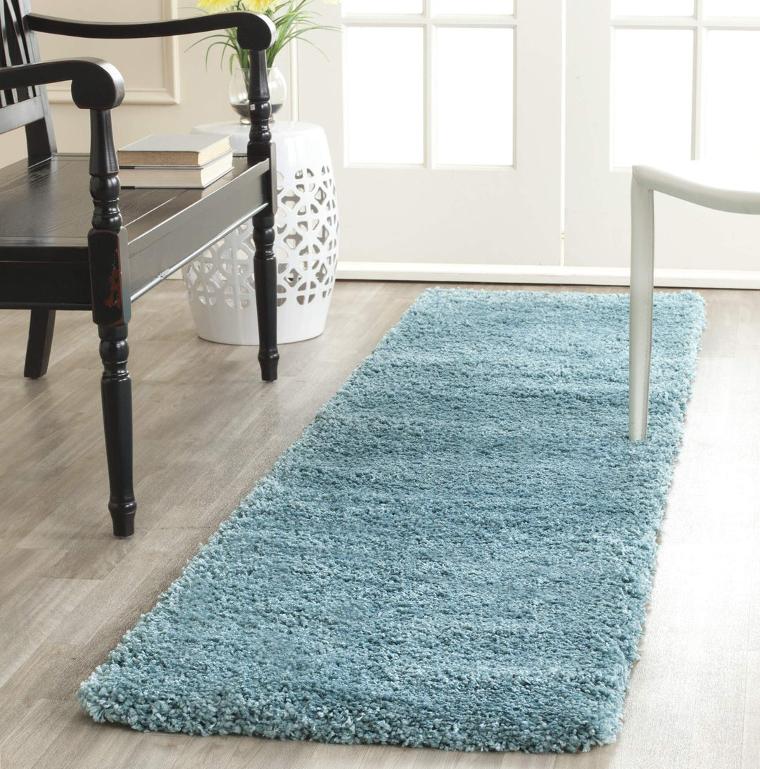 SAFAVIEH Milan Shag Collection Runner Rug - 2' x 8' Navy Solid Design - Diamond Home USA