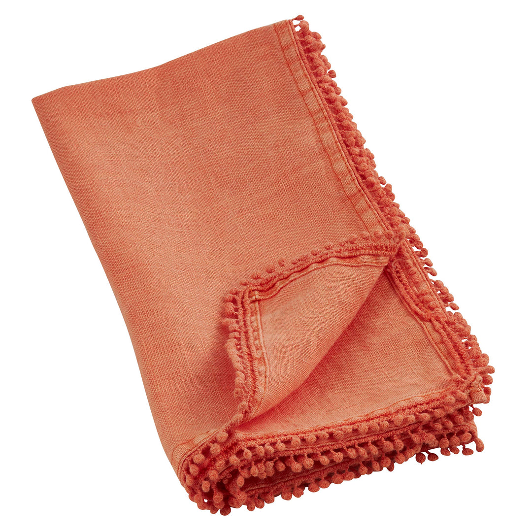 SARO LIFESTYLE 15062.PM20S Pomponin Collection Linen Pom Napkins (Set of 4)) 20" - Diamond Home USA