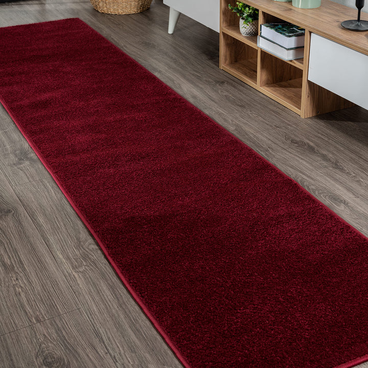 JONATHAN Y SEU100Q-212 Haze Solid Low-Pile Indoor Runner Rug Coastal Bohemian 2 X 12 - Dark Red