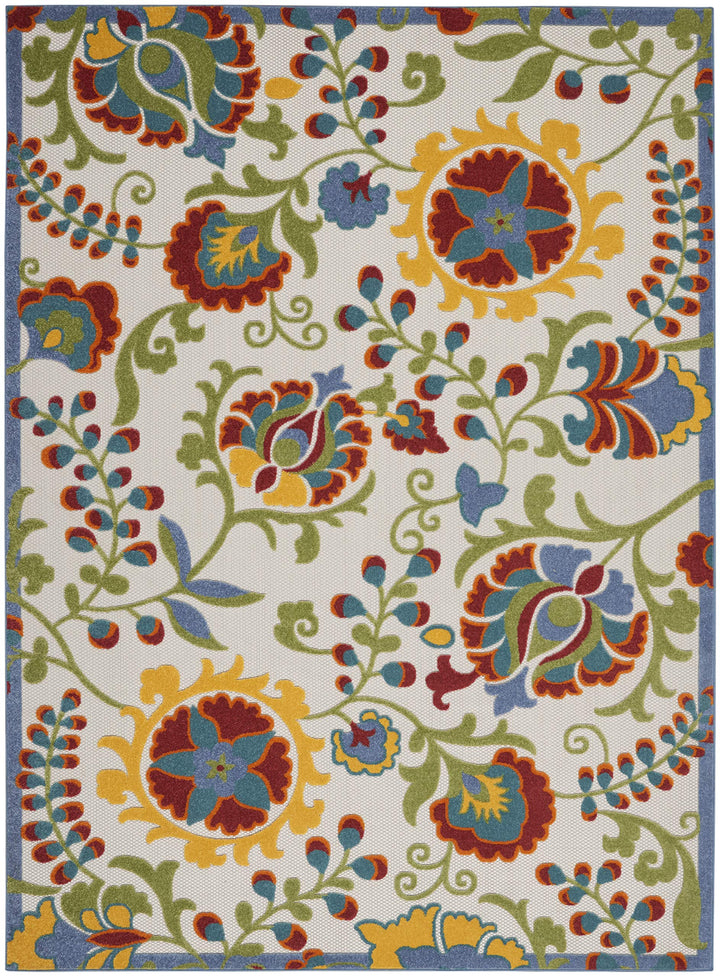 5'3 x 7'5 Indoor Outdoor Floral Color Area Rug Polypropylene