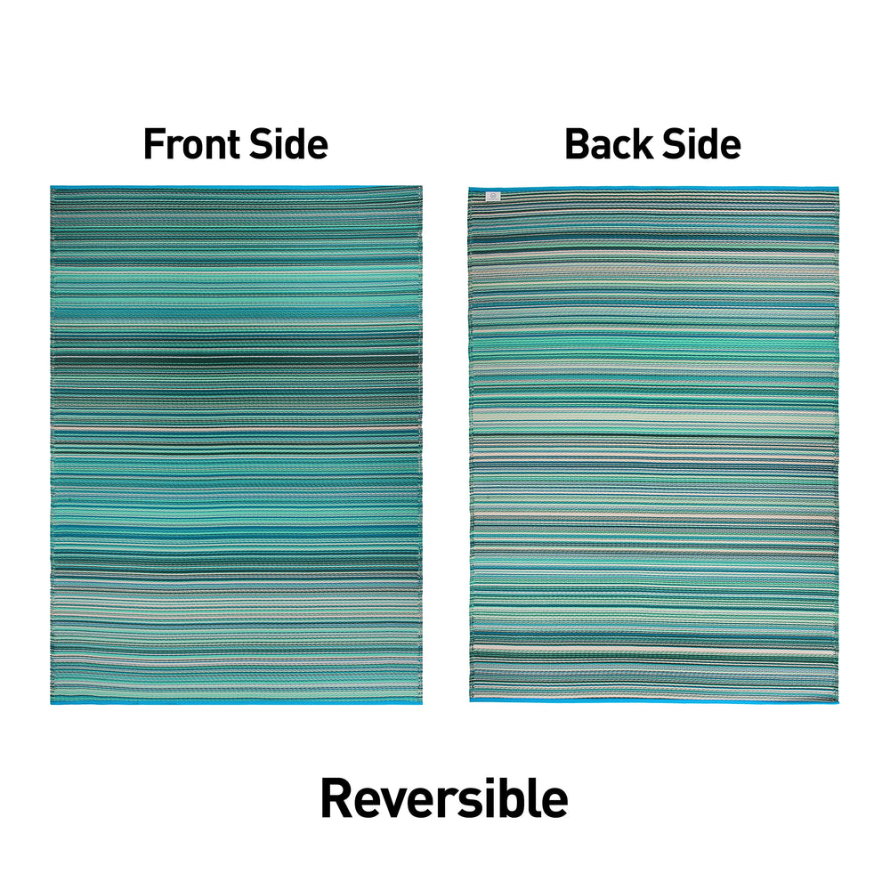 Rugshop Contemporary Stripe Reversible Crease-Free Waterproof remium Recycled 7'10"X10' - Diamond Home USA