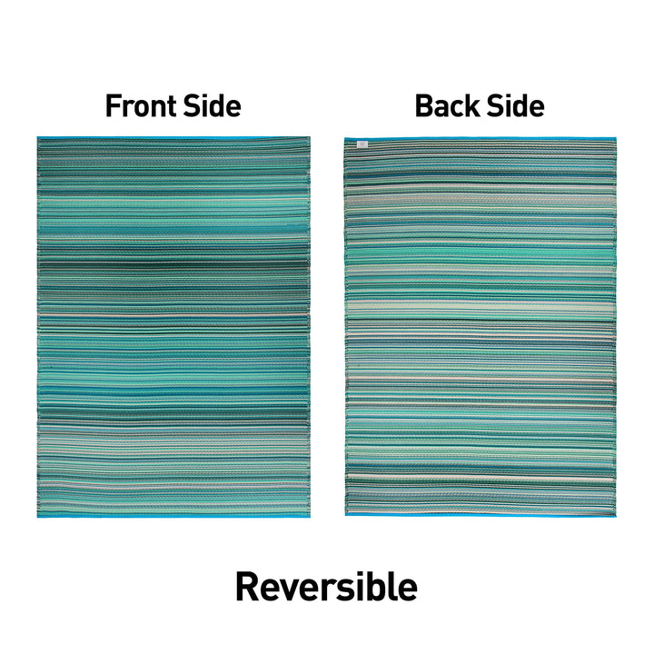 Rugshop Contemporary Stripe Reversible Crease-Free Waterproof remium Recycled 7'10"X10' - Diamond Home USA