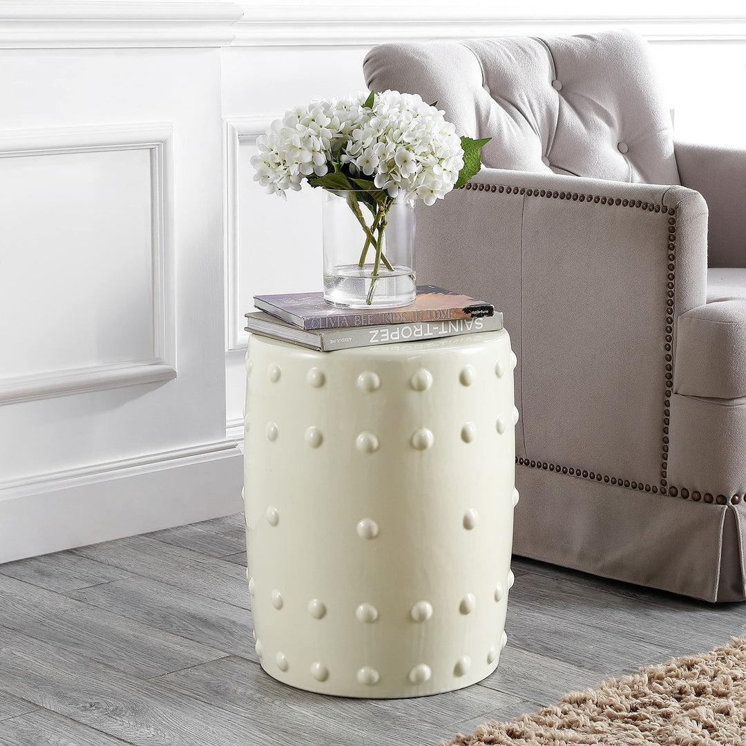 Indoor/Outdoor Garden Stool Grey Modern Contemporary Ceramic Glossy