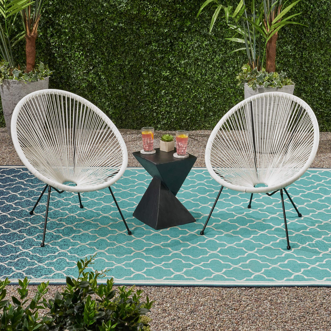 Anson Outdoor Steel Chairs w/ Hammock Rattan Seating (Set of 2) by Christopher Knight Home