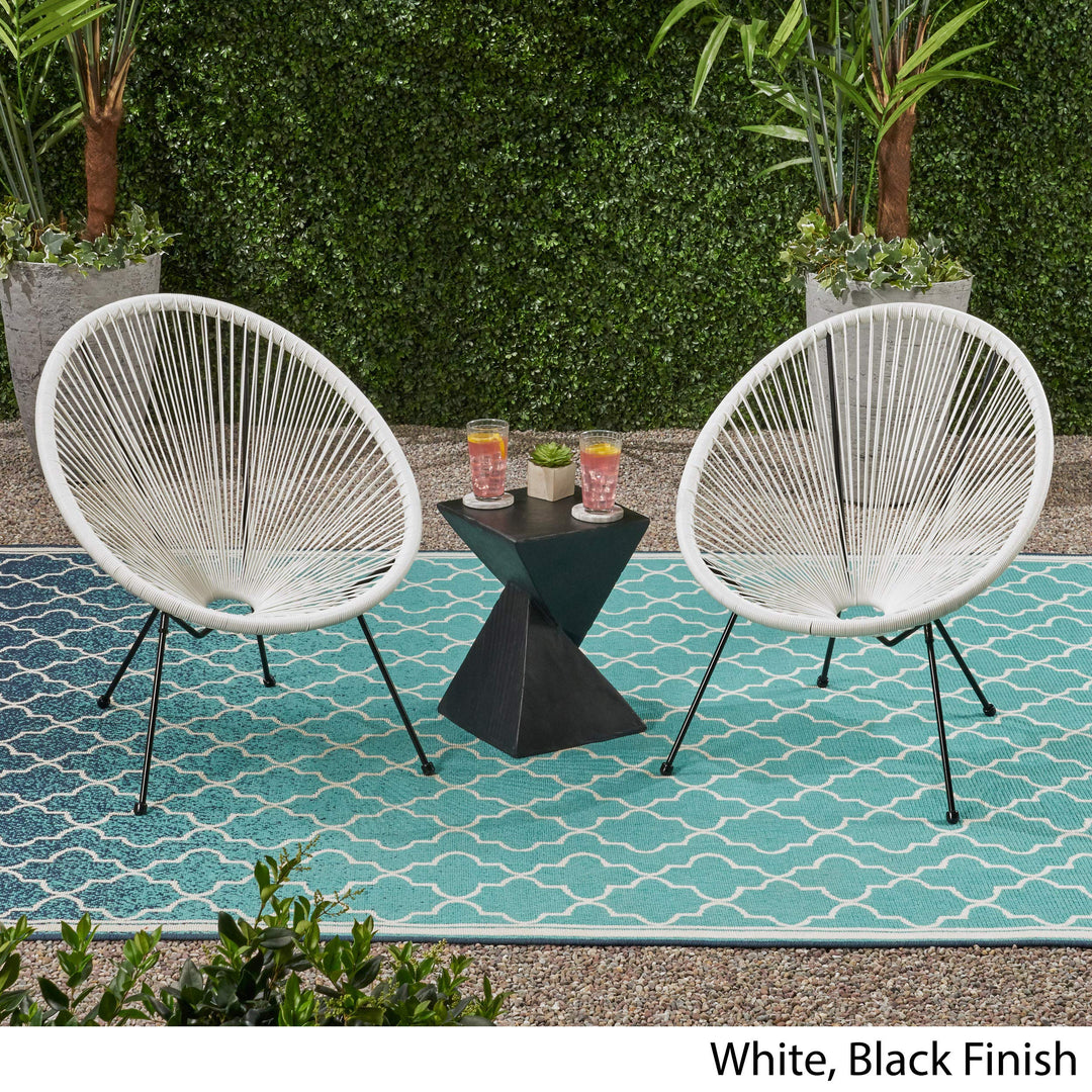Anson Outdoor Steel Chairs w/ Hammock Rattan Seating (Set of 2) by Christopher Knight Home