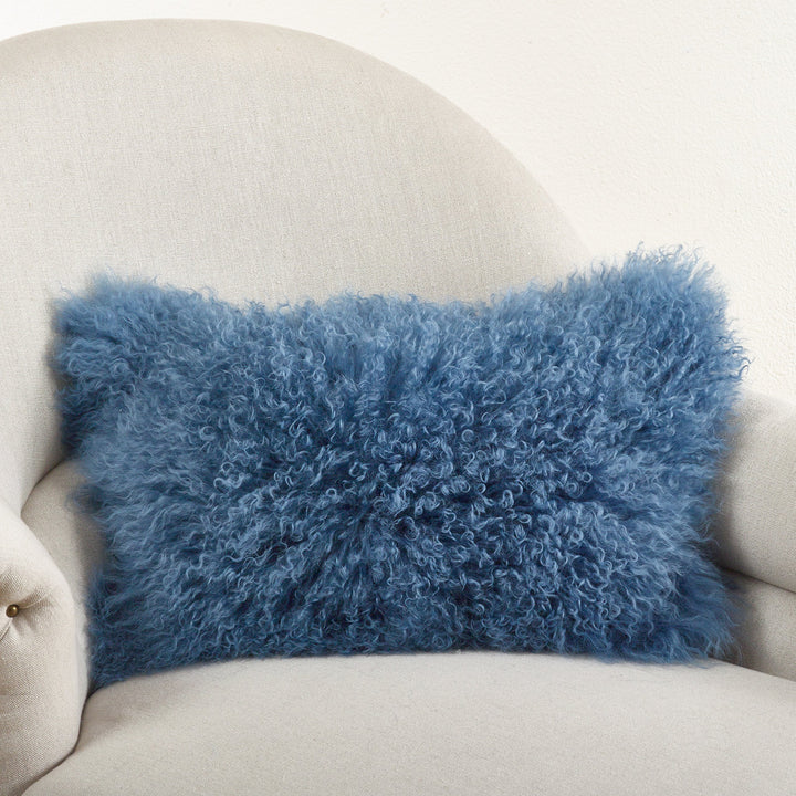 Poly-filled Mongolian Lamb Throw Pillow