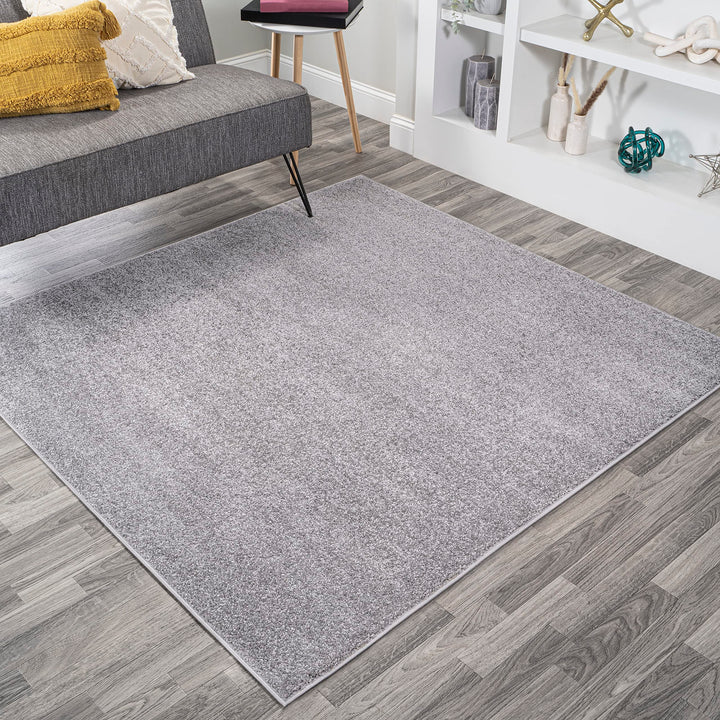 JONATHAN Y SEU100A-9SQ Haze Solid Low-Pile Indoor Area Rug Coastal Bohemian 9' Square - Gray