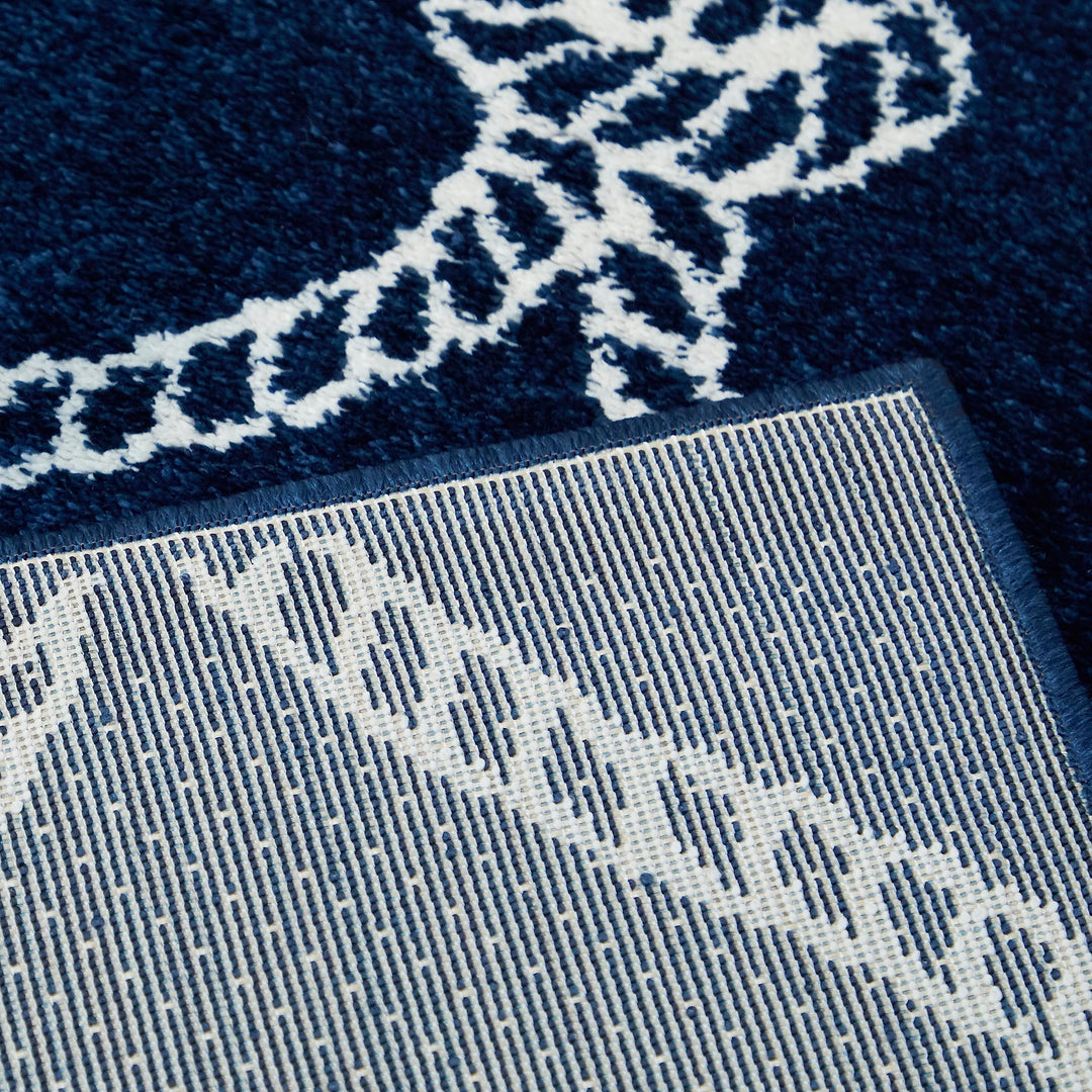 BALTA Fischer Nautical Trellis Coastal Area Rug Navy 2'7" x 7' 6' - Diamond Home USA