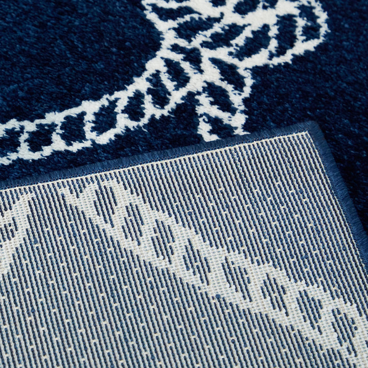 BALTA Fischer Nautical Trellis Coastal Area Rug Navy 2'7" x 7' 6' - Diamond Home USA