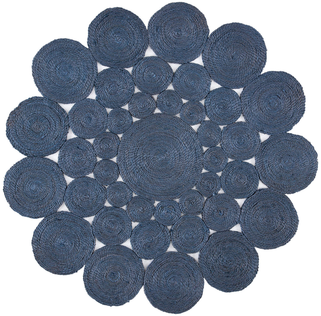 SAFAVIEH Natural Fiber Round Collection 5' Round Navy NF363N Handmade Boho Charm - Diamond Home USA
