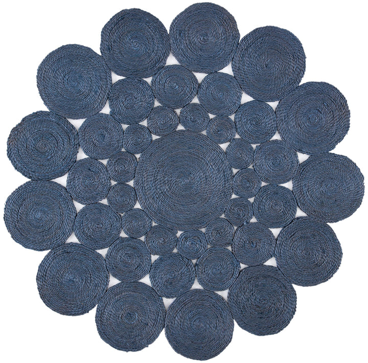 SAFAVIEH Natural Fiber Round Collection 5' Round Navy NF363N Handmade Boho Charm - Diamond Home USA