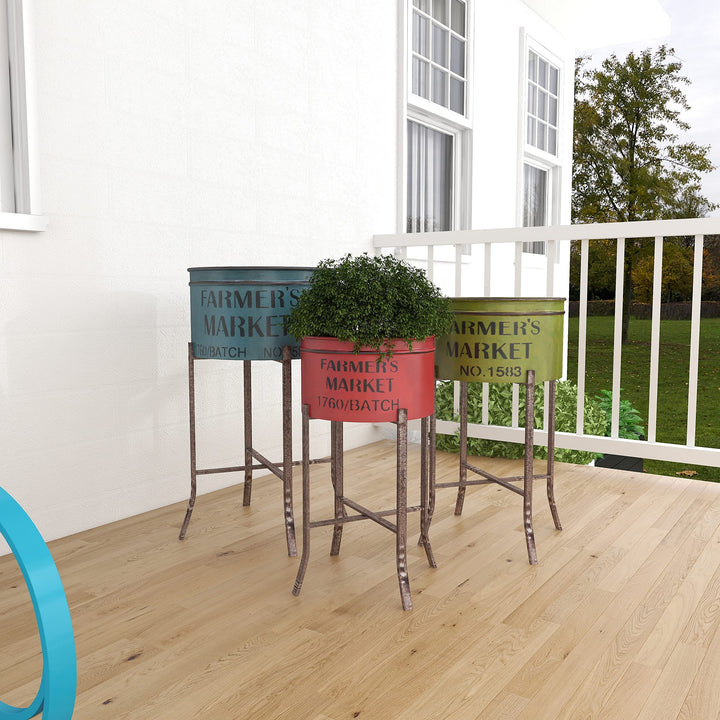 Studio 350 Multicolor Iron Farmers Market Farmhouse Rustic Planter (Set of 3) - Diamond Home USA