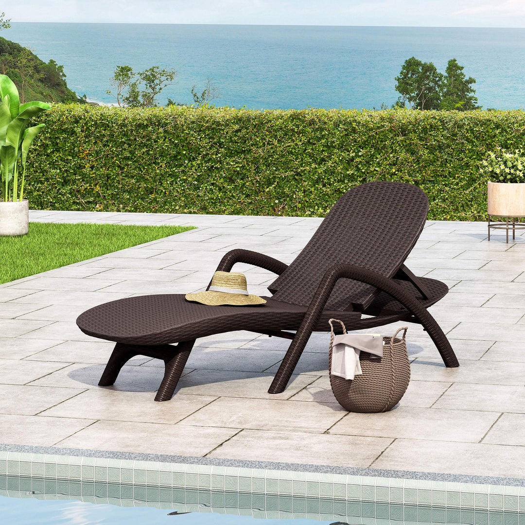 Christopher Knight Home Blanche Outdoor Faux Wicker Chaise Lounge Dark Brown - Diamond Home USA