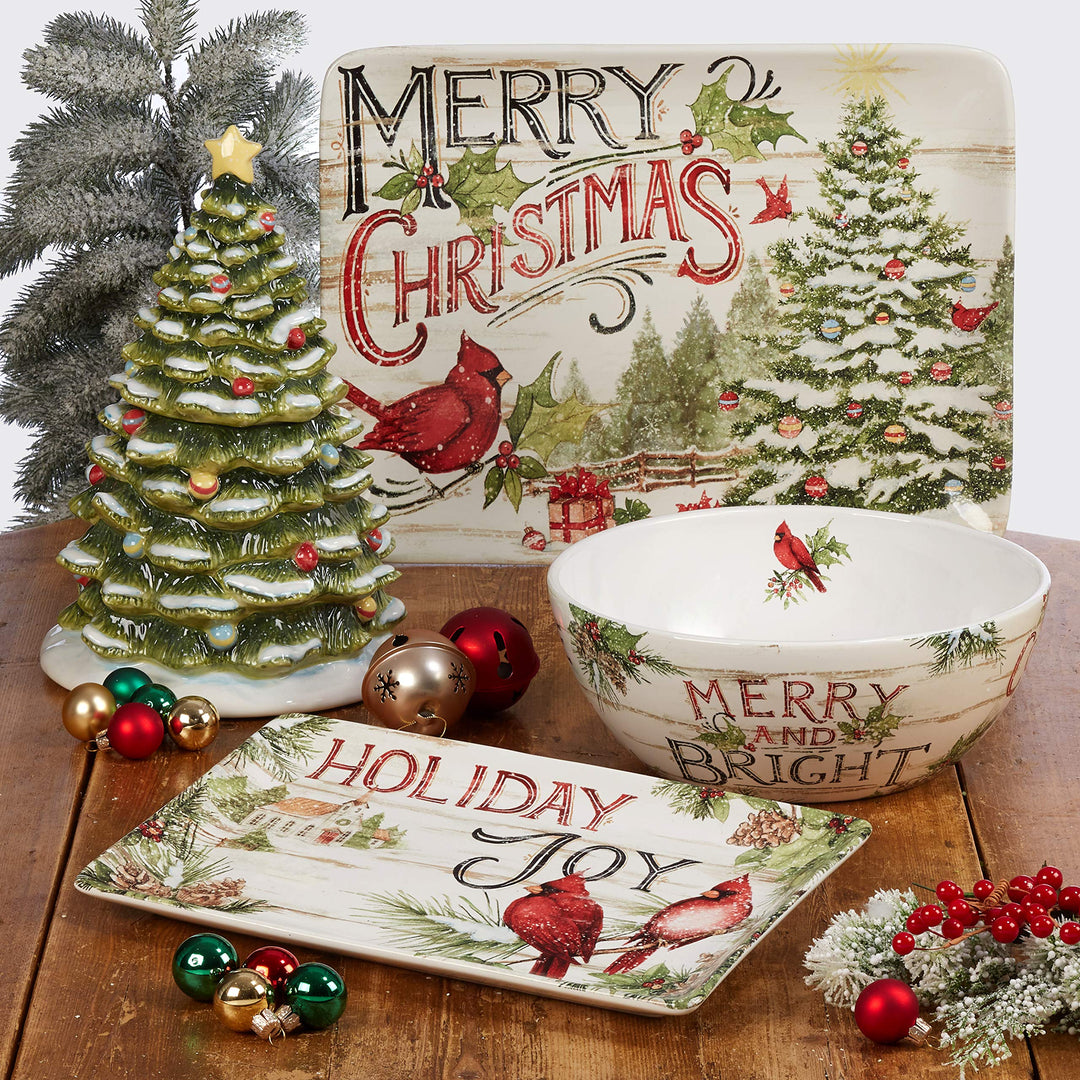 Certified International Evergreen Christmas Rectangular Platter 16". - Diamond Home USA