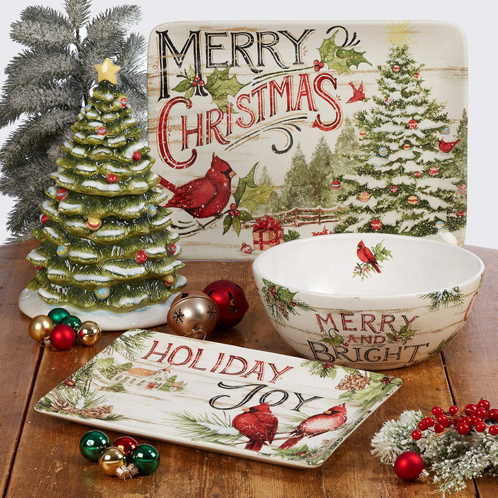 Certified International Evergreen Christmas Rectangular Platter 16". - Diamond Home USA