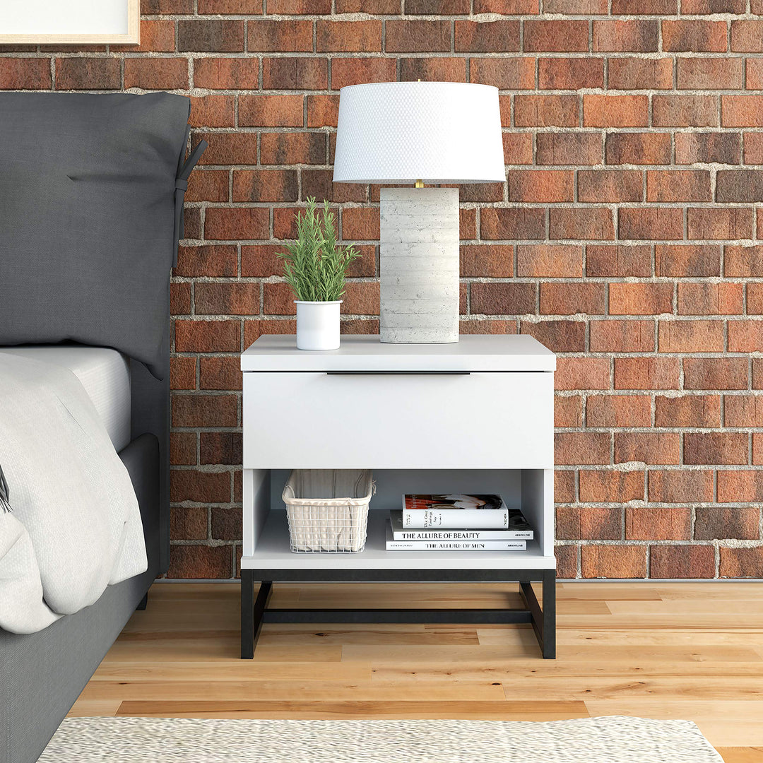 Boyd Sleep White Catania Nightstand Contemporary Wood Finish 5 Piece Drawer - Diamond Home USA