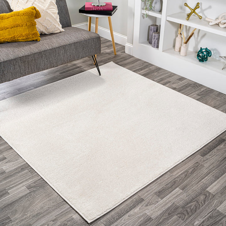JONATHAN Y SEU100T-7SQ Haze Solid Low-Pile Indoor Area Rug Coastal Bohemian 7' Square - Cream