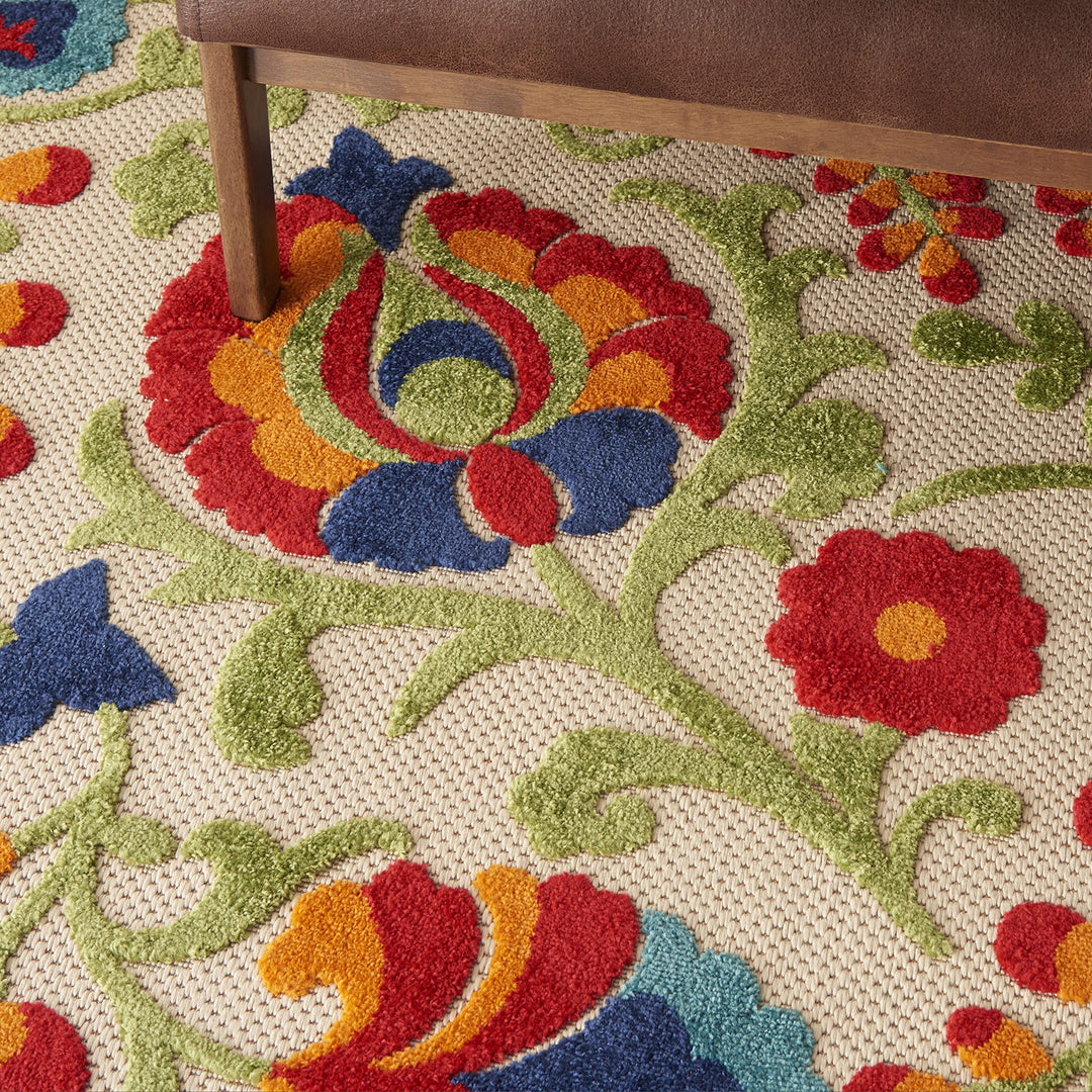 5'3 x 7'5 Indoor Outdoor Floral Color Area Rug Polypropylene