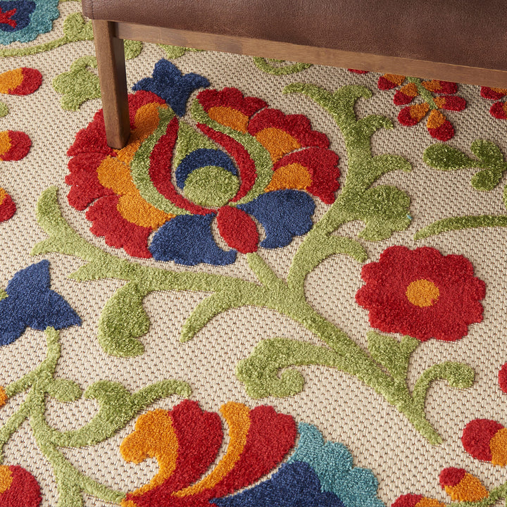 5'3 x 7'5 Indoor Outdoor Floral Color Area Rug Polypropylene