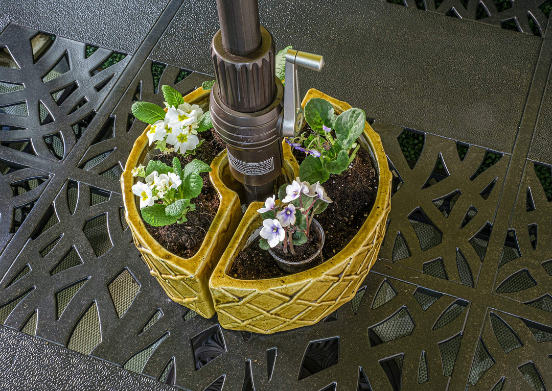 Alfresco Home 38-8450 Trellis Umbrella Planter Terra Gold - Diamond Home USA