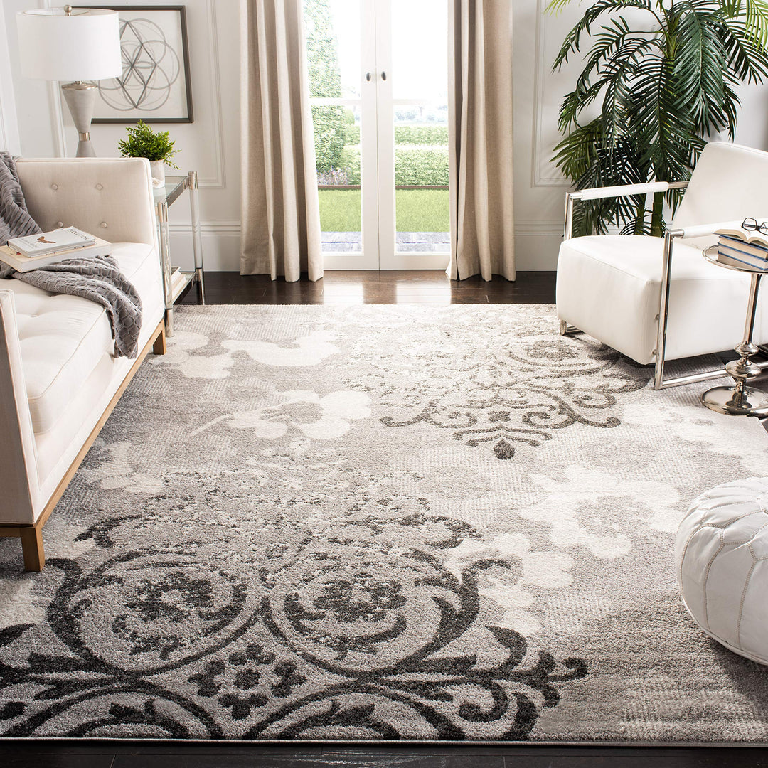 SAFAVIEH Adirondack Collection Area Rug - 6' x 9' Silver & Ivory Floral Glam - Diamond Home USA