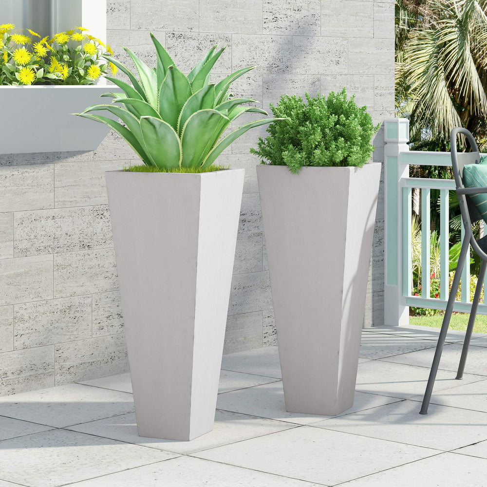 Christopher Knight Home Ella Outdoor Planter Sets Large Matte White - Diamond Home USA