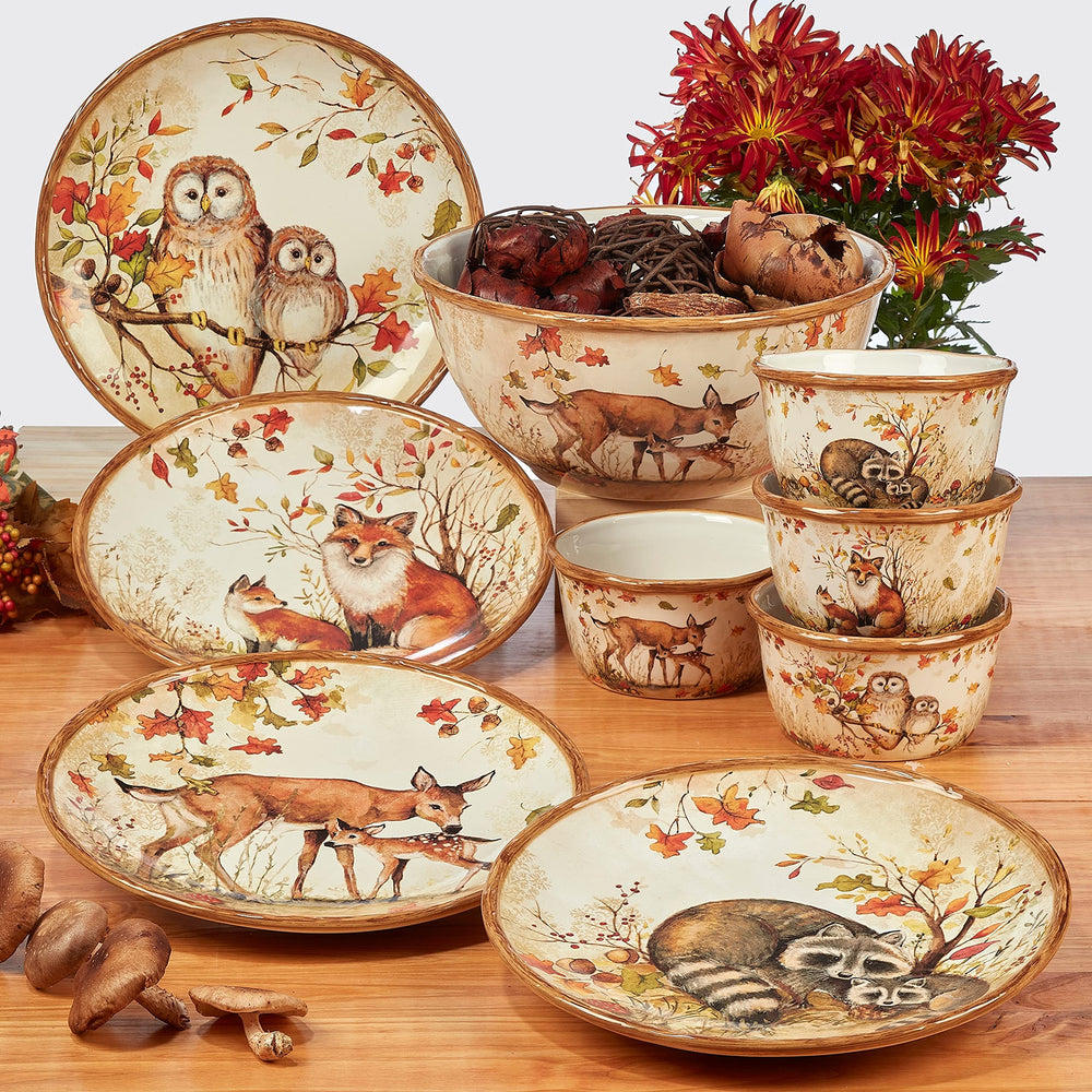 Pine Forest 22 Oz. Ice Cream/dessert Bowls Set Of 4 Beige Brown Multi Color - Diamond Home USA