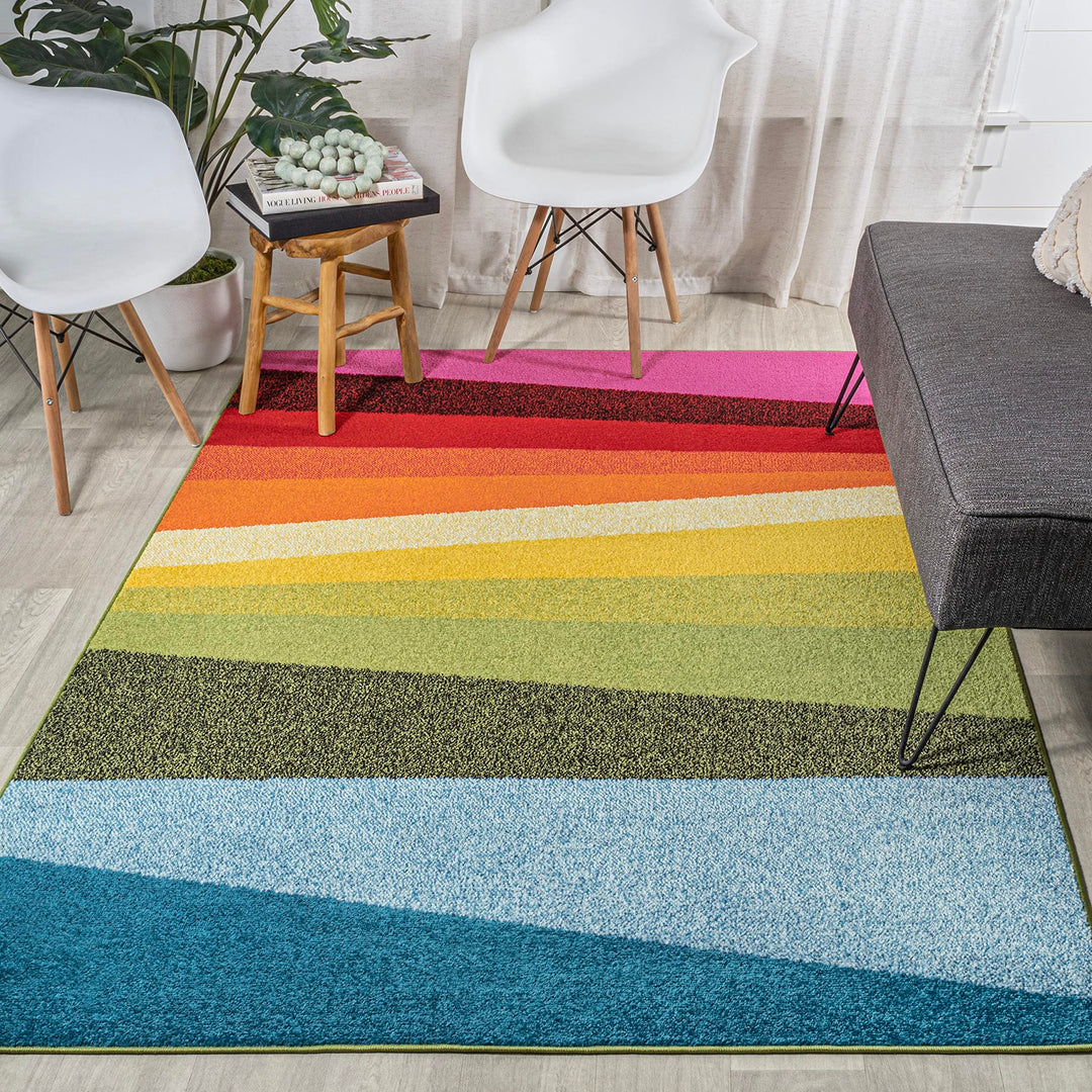 JONATHAN Y DZC101A-4 Prism Geometric Striped Indoor Area Rug Kids & Novelty 4 X 6