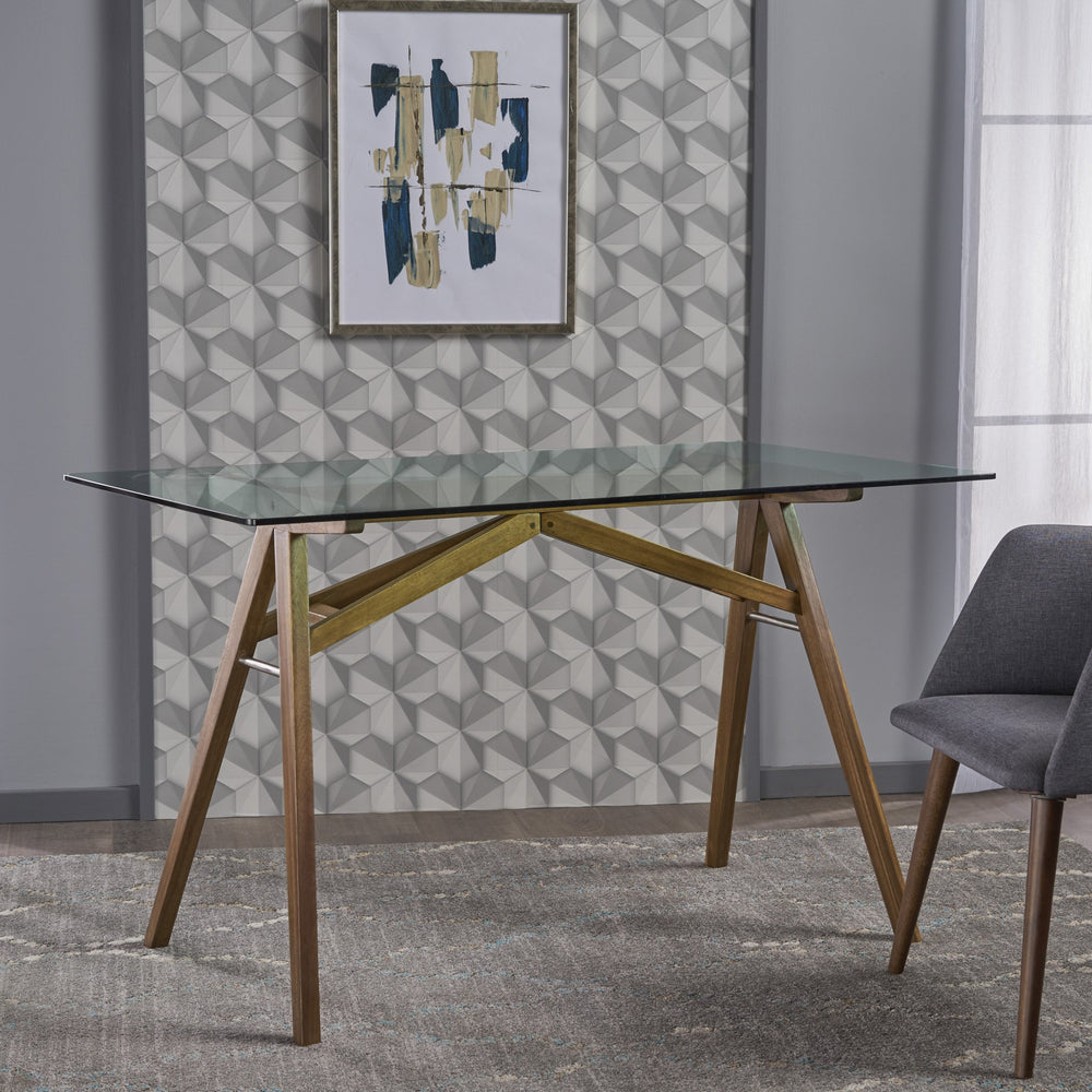 Christopher Knight Home Camila Mid-Century Tempered Glass Desk with Acacia - Diamond Home USA