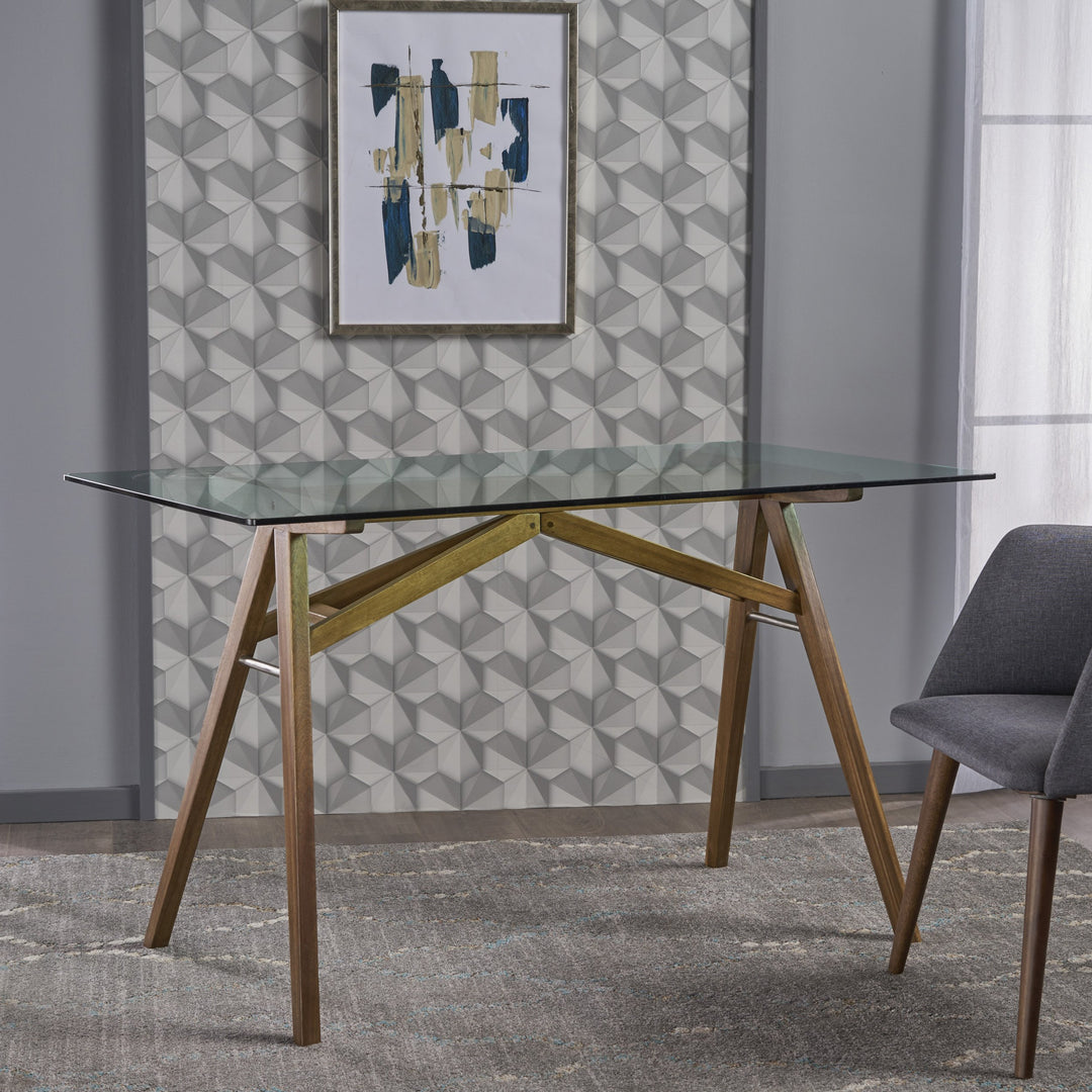 Christopher Knight Home Camila Mid-Century Tempered Glass Desk with Acacia - Diamond Home USA